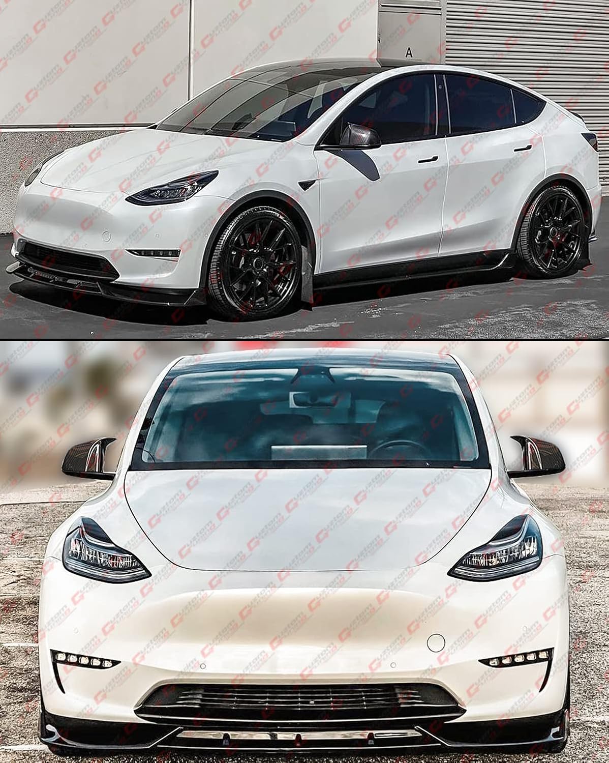 Set of 2 Real Carbon Fiber Direct Add-On M Wing Style Side Mirror Cover Caps Compatible for 2020-2024 Tesla Model Y Long Standard Range Performance All Models