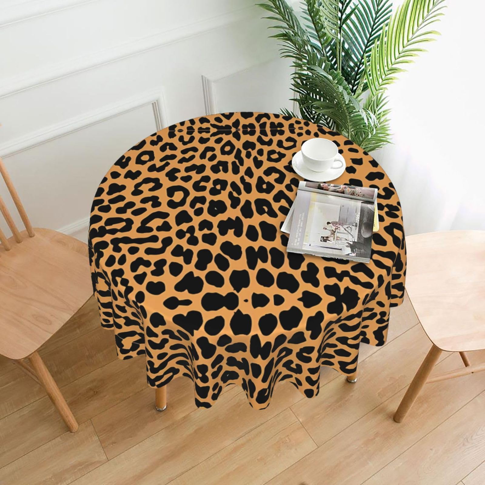 WHJSHOP Leopard print Prints Round Decorative Throw – 60in Stylish Table Cover for Dining, Parties & Outdoor Events