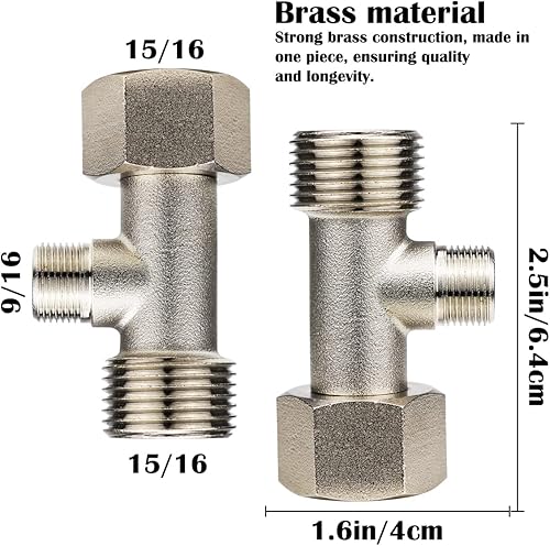 Miniatura 9 de FERCAISH Adaptador de cabezal de ducha de latón 916, válvula de conector en T de 3 vías para divisor de plomería, grifo rociador de bidé de mano,