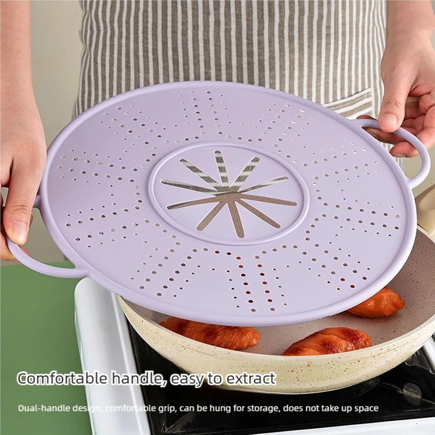 Flexible Elastomer Oil Defender with Filter Net Suitable Cooking Bowls Stovetop Security Protect Elastomer Guard