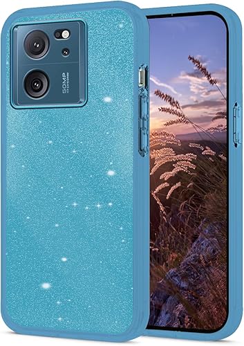 Compatible con Xiaomi 13T Pro Case Glitter a prueba de golpes, funda para teléfono Xiaomi 13T, silicona transparente, rosa, doble capa, desmontable