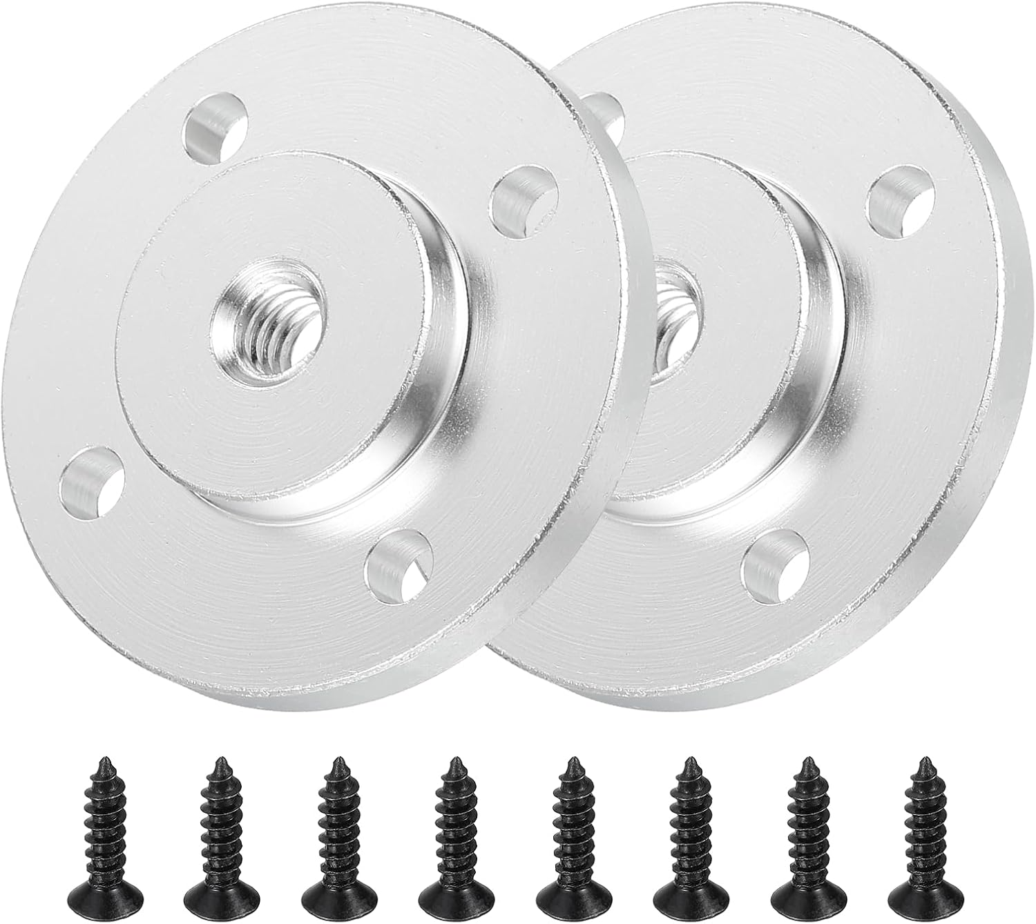 PATIKIL 1/4"-20 Female Thread Microphone Flange Mount, 2Pcs Desktop Gooseneck Table Mounts Base with Round Head Screw for Gooseneck Hose Adapter, Silver