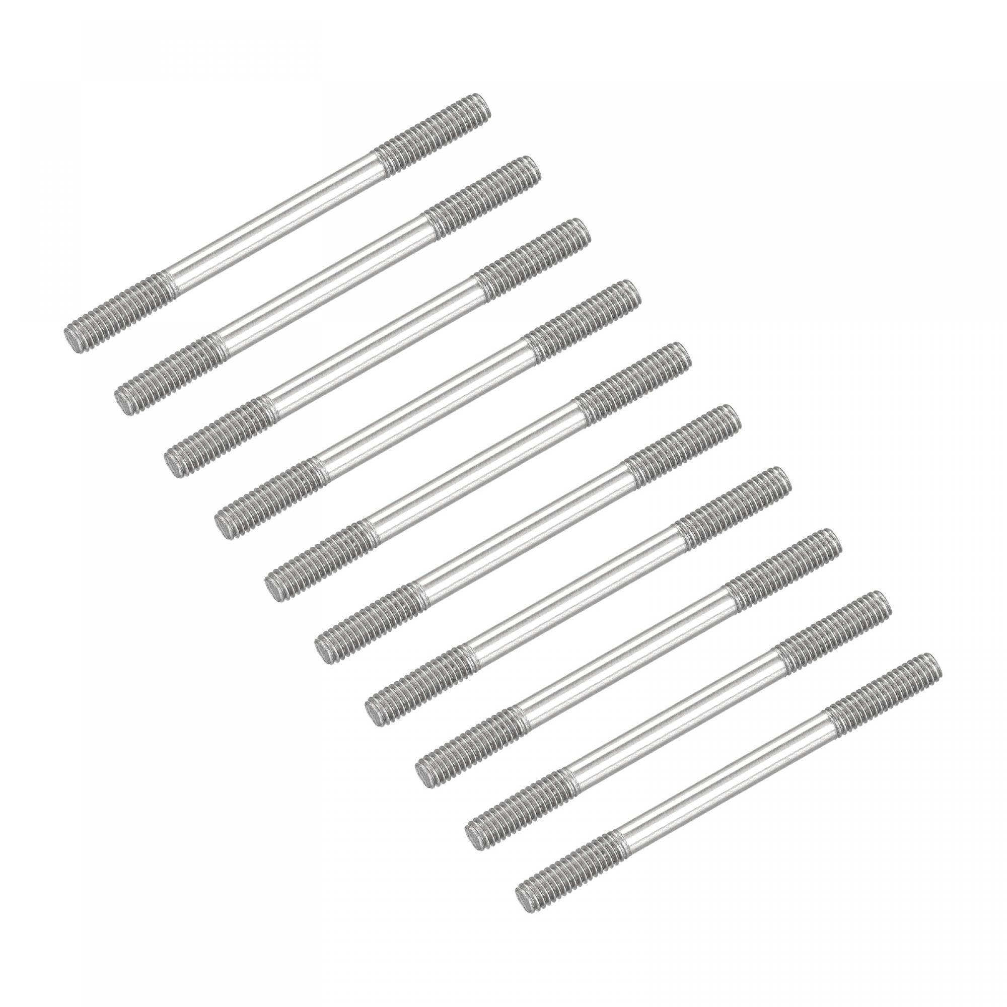 sourcing map Double Ended Stud Screws (M4 Thread 55mm Length) 20pcs, 304 Stainless Steel Dual Threaded Rod Bolts - for House Maintenance