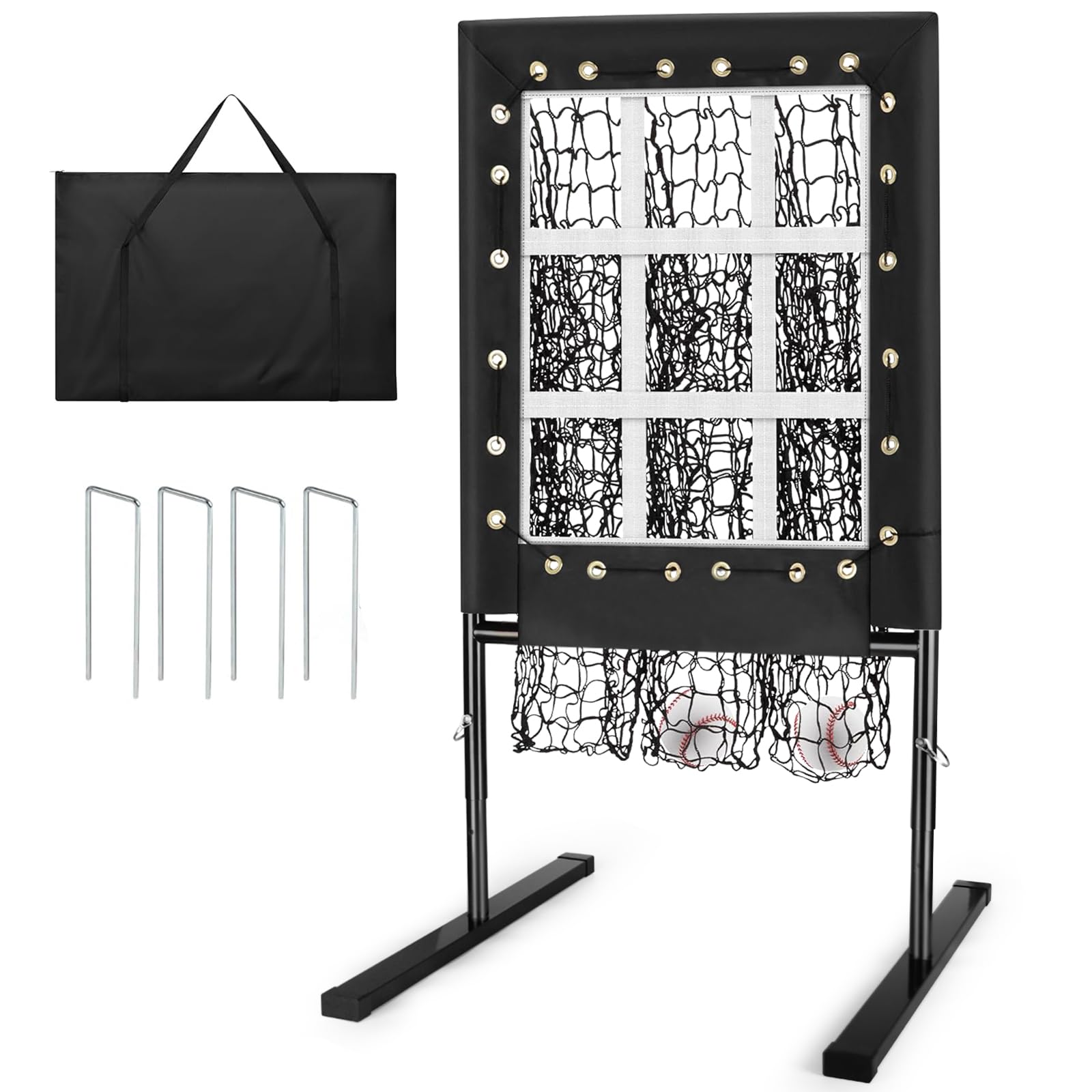 MONOJOY Baseball Pitching Net: 9-Hole Pitching Net with Strike Zone Adjustable Softball Pitching Nets Includes Carry Bag for Indoor | Outdoor Use
