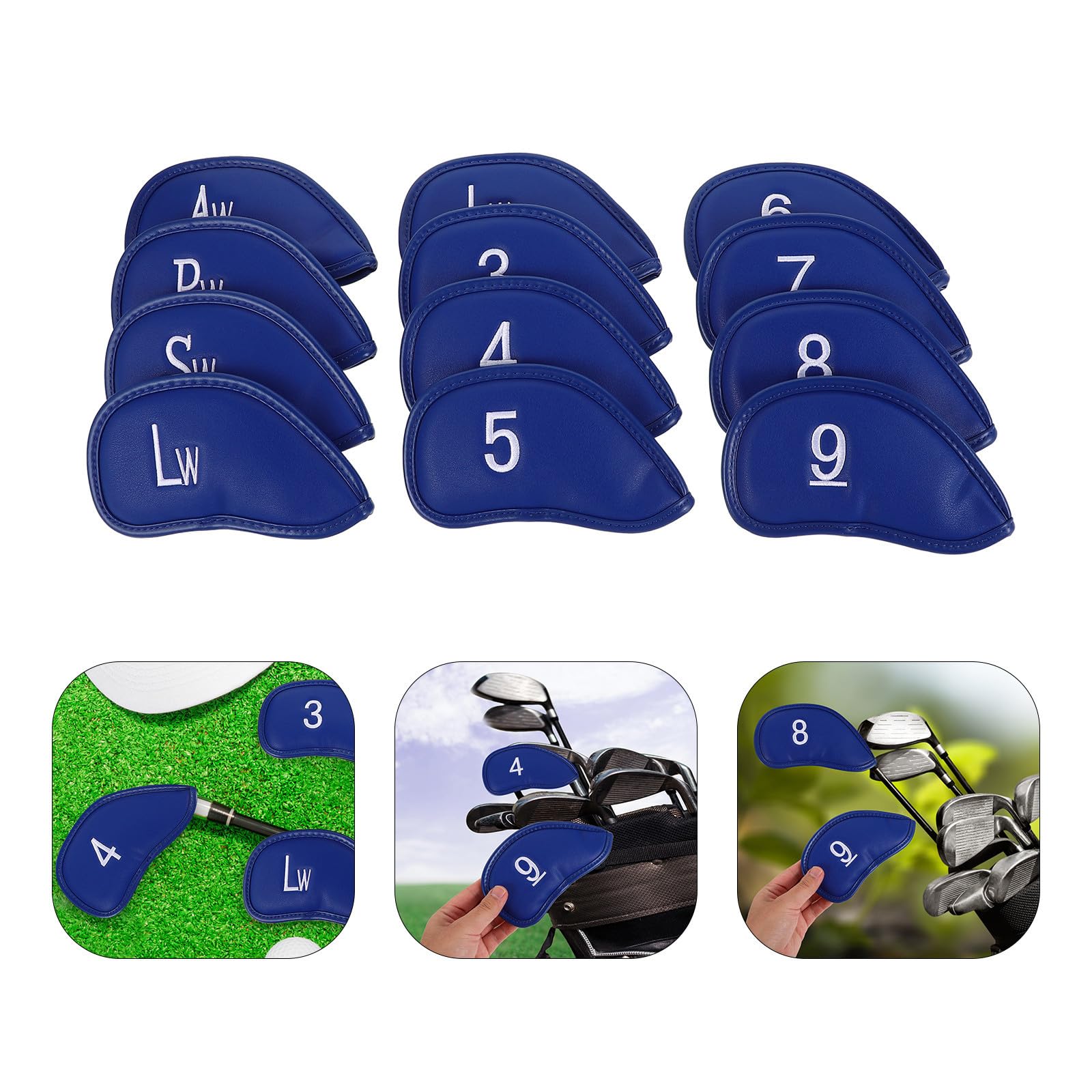 Fundas para Cabezas de Palos de Golf de PU 12 Piezas Azules