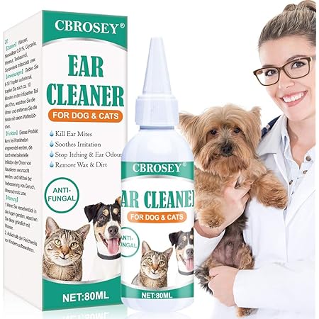 cbrosey ohrenreiniger hund ohrreiniger fur hunde dog ear cleaner ohrenschmalz reiniger halt juckreiz geruch milben und wachs entfernen amazon de haustier