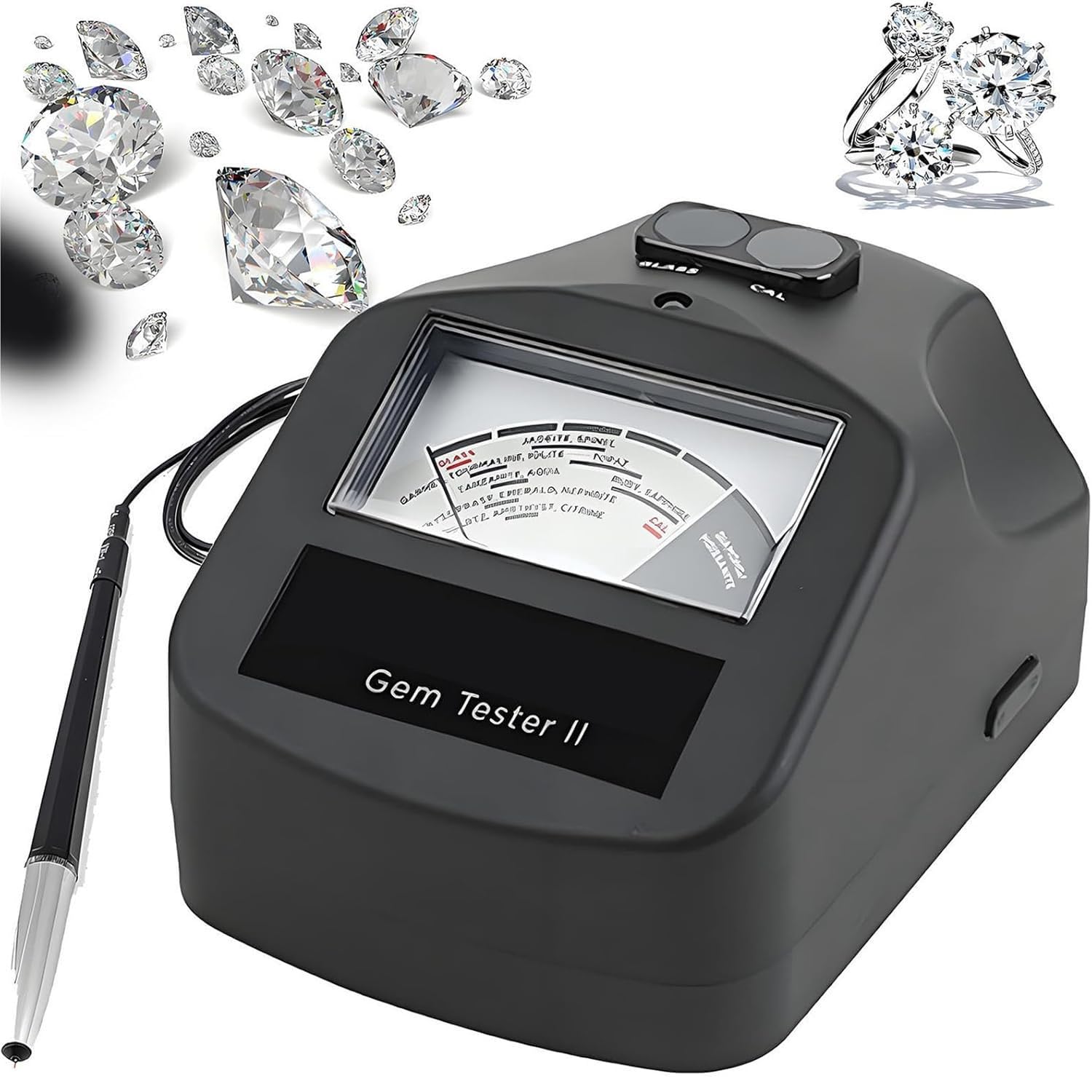 Probador de gemas y joyas, lápiz probador de diamantes de alta precisión con conductividad térmica, identificador profesional de gemas y verificador de metales preciosos para tasación de joyas
