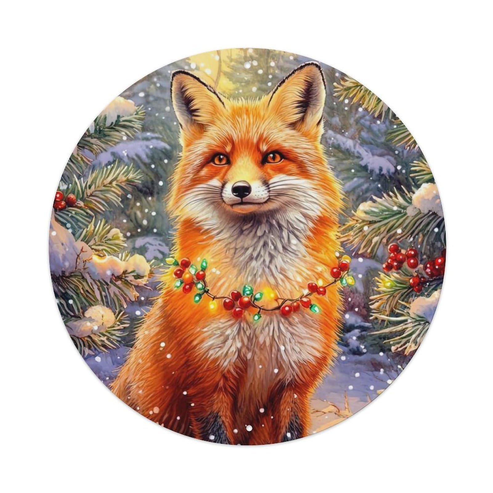 Animal Artwork Little Fox in The Snow Metal Tin Sign