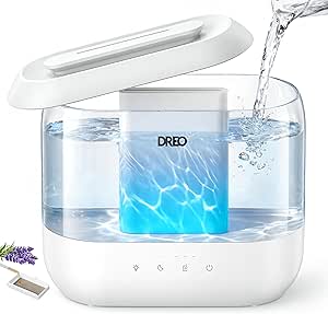 Dreo 4L Top Fill Humidifier for Large Rooms, Quiet Cool Mist, Night Light, Easy to Clean, White