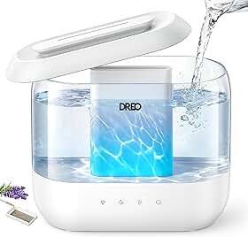 Dreo Umidificadores para quarto, umidificador de névoa fria superdimensionado de 4L, tempo de funcionamento de 32H, umidificador de ar ultrassônico silencioso de 28 dB para salas grandes, plantas,