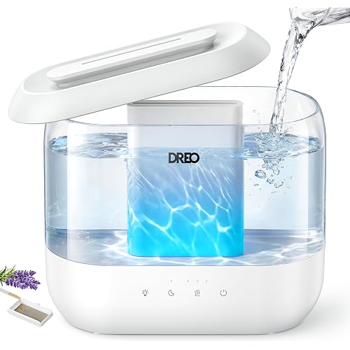 DREO 4L Humidifiers for Bedroom, 36H Runtime, 28 dB Quiet, HM311 | Easy to Refill & Clean, BPA-Free, Nightlight, Supersized Air Humidifiers for Large Room, Baby Nurseries, Plants, Indoor