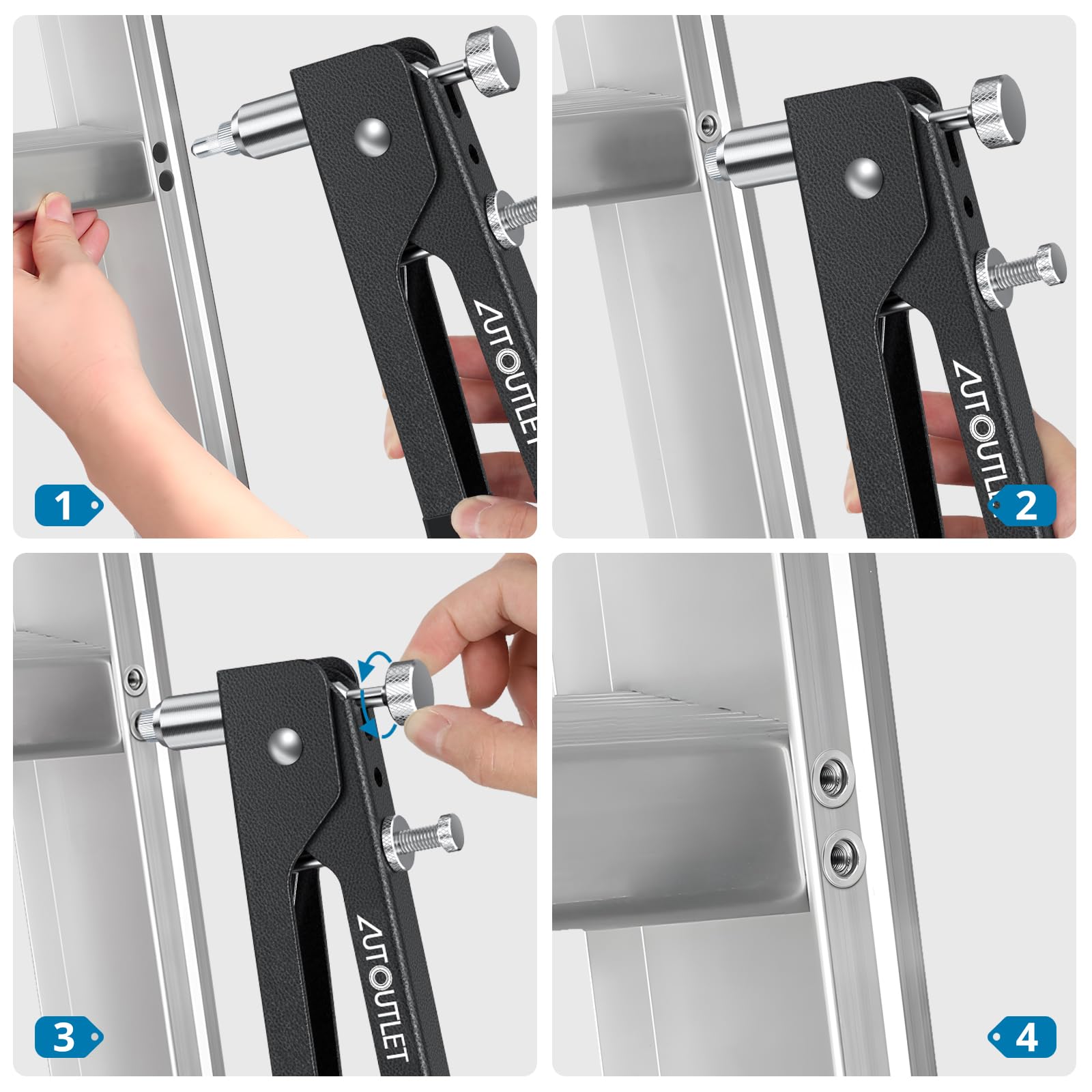 AUTOUTLET Kit de 8"Pistolet à Rivets (Noir)