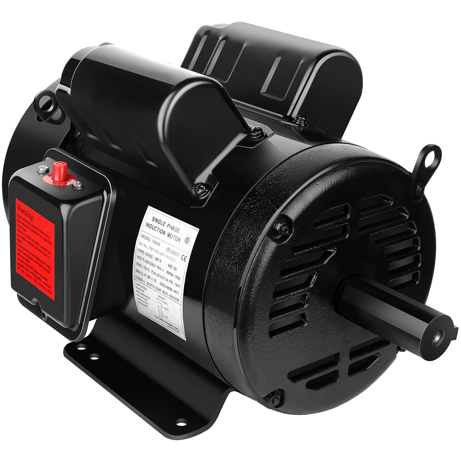 5HP Air Compressor Motor,1750RPM 208-230V CW/CCW 184T Frame TEFC