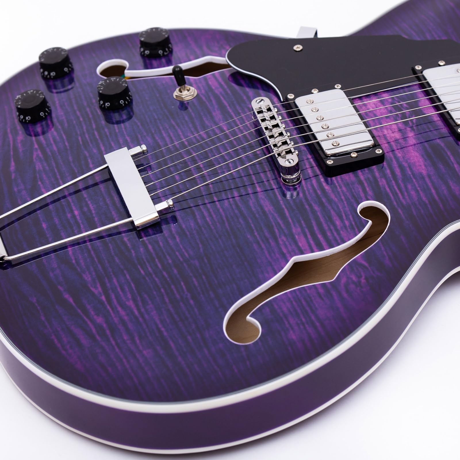 Guitarra Eléctrica Guitarra Eléctrica Para Zurdos De Jazz 6 Cuerdas Puente Cola Cuerpo Semihueco Actuación Profesional(Type 2)