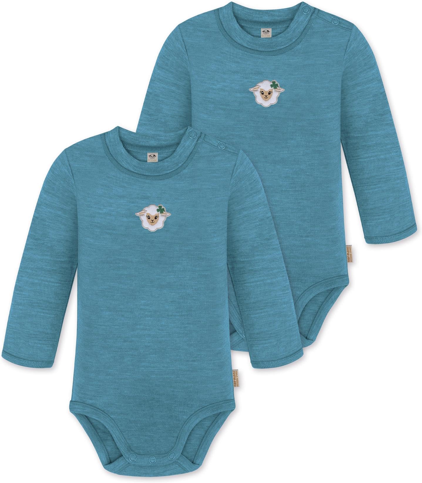 normani 2er Pack Baby Merino Woll Body Winter Langarmbody Einteiler mit Knopf - 100% RWS Merinowolle - OEKO-Tex Standard 100