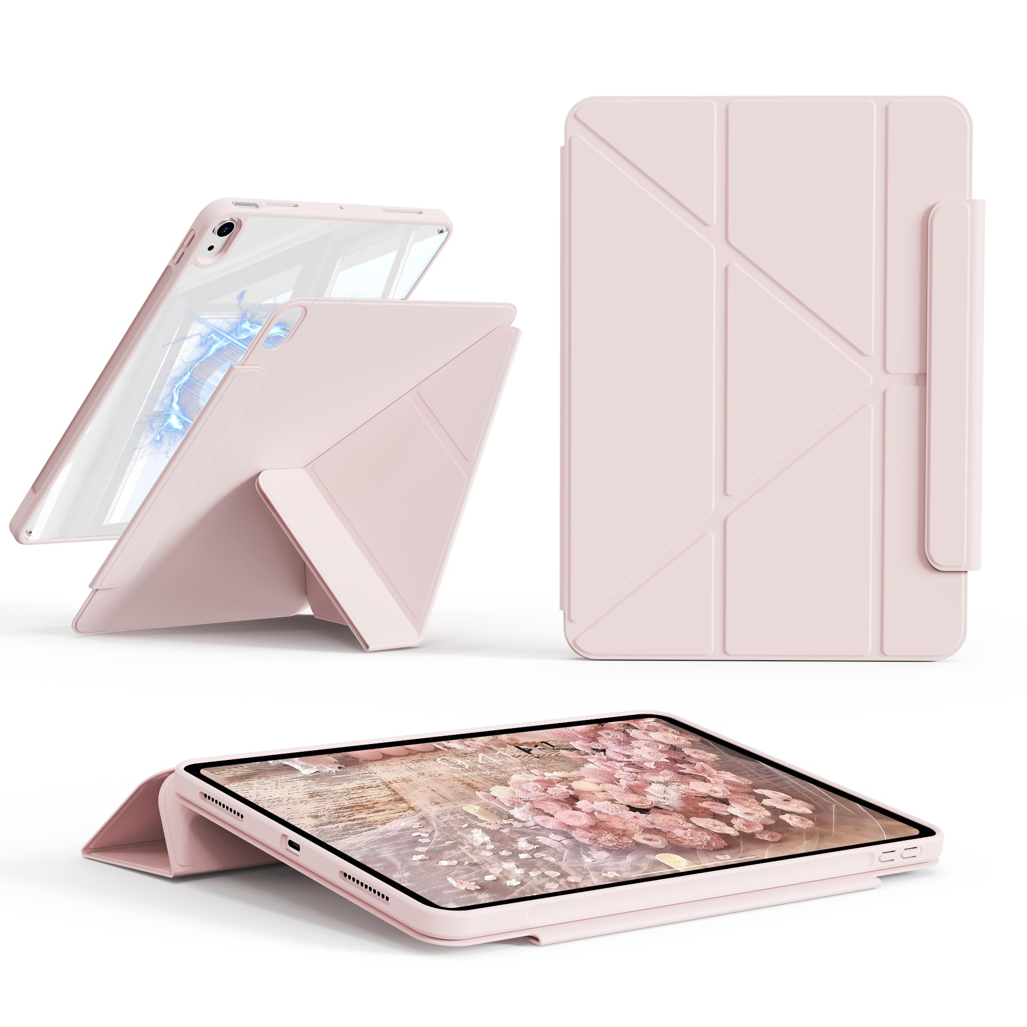 KVTVOU Étui pour iPad Air 11" M4/M3/M2, iPad Air 5e/4e Gen 10.9, Rose