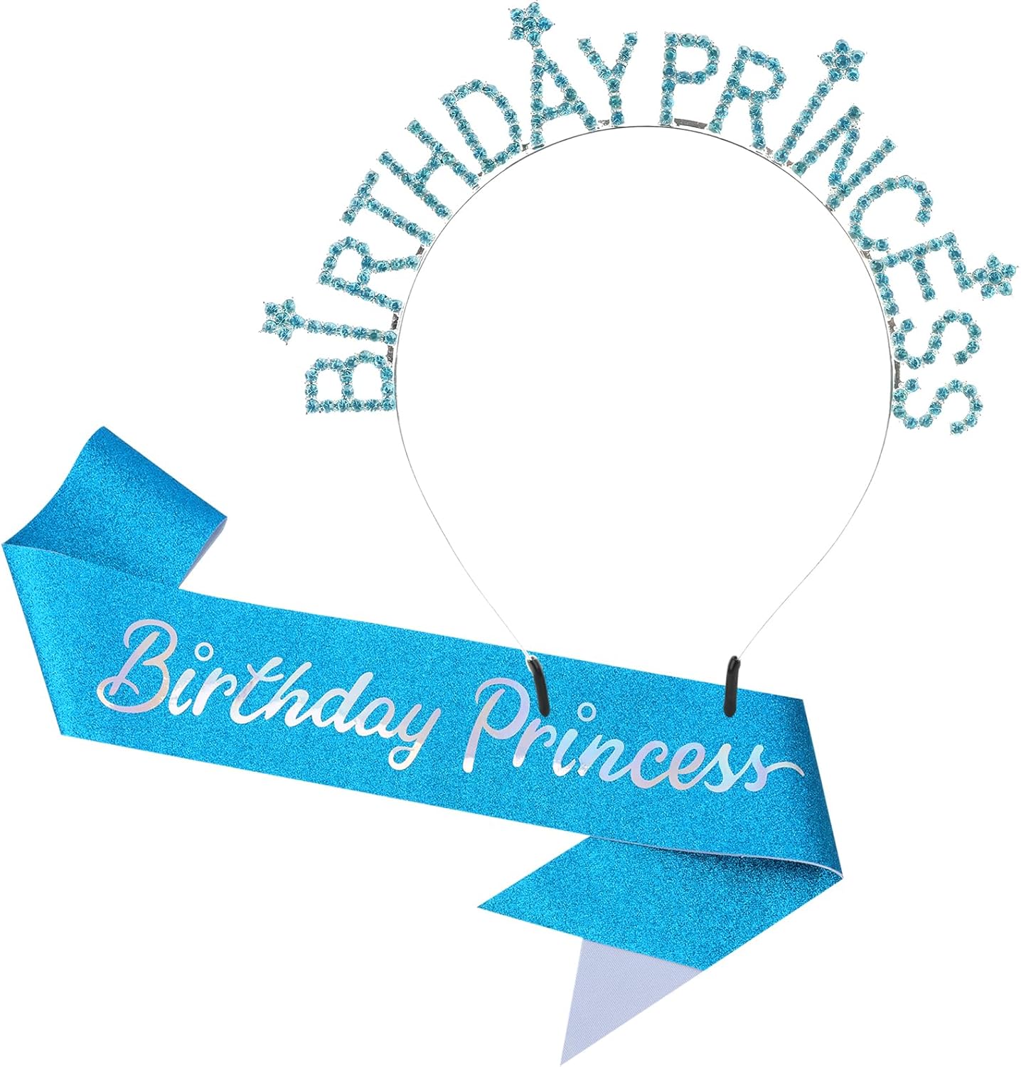 Canitor Birthday Decorations for Girls Women Birthday Princess Girl Crown Tiara Sash Set Birthday Headband Gift