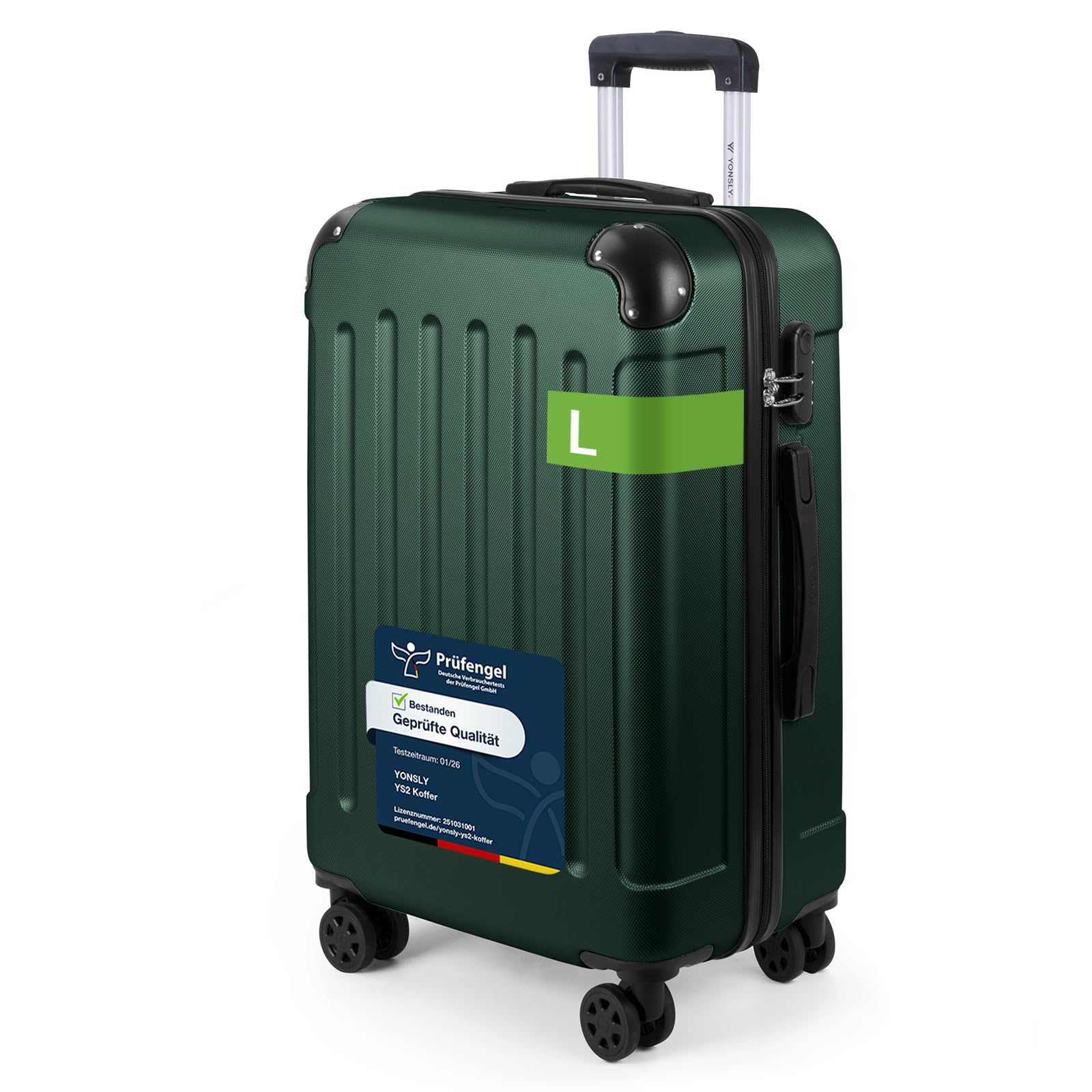 YONSLY Trolley Koffer Set, Reisekoffer, Rollkoffer Handgepäck, Kabinkoffer Suitcase, Gepäckset mit 360° Rollen, Hartschalenreisekoffer, Zahlenschloss, Gummigriff