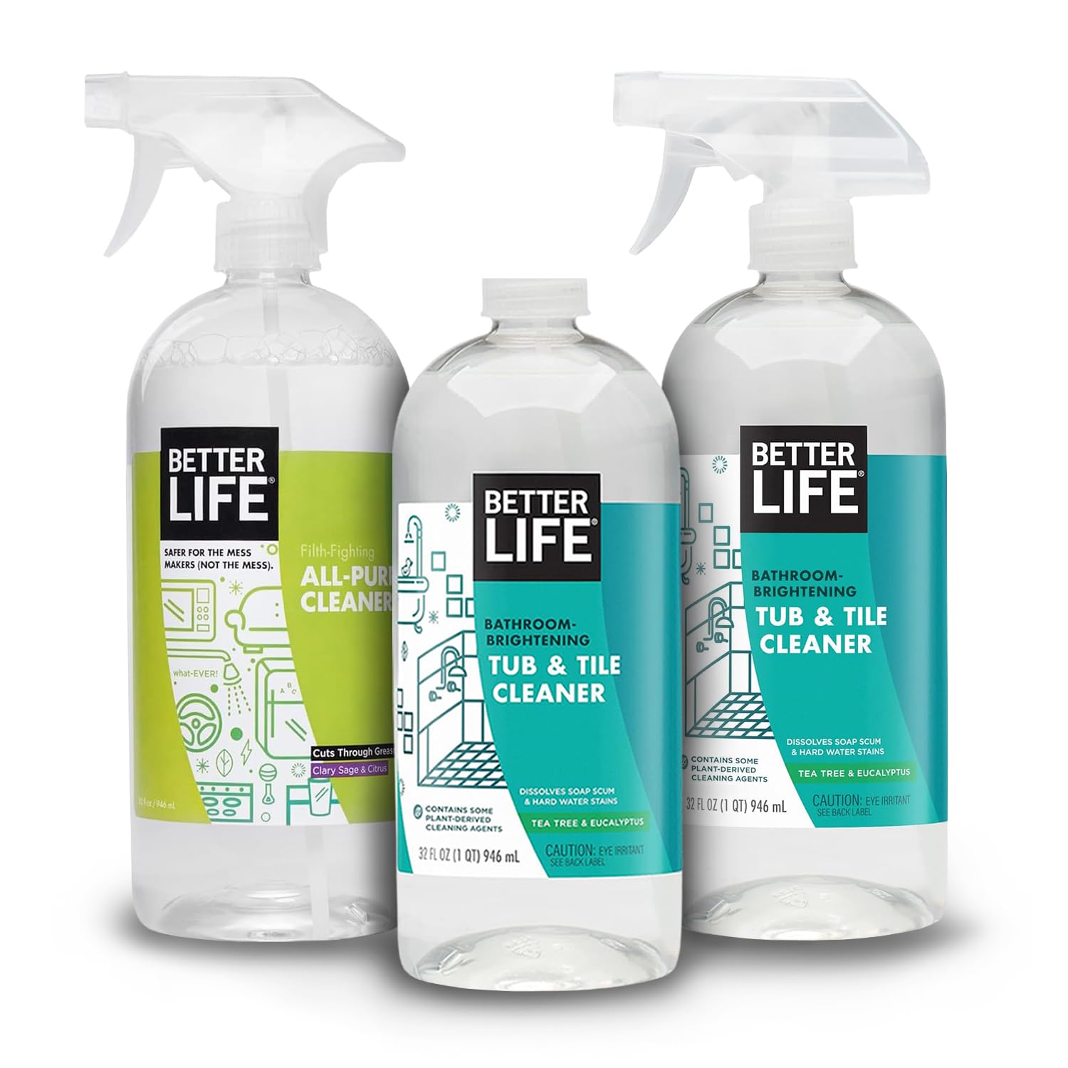 Better Life Bathroom Cleaner 32 Oz 2 Pack All Purpose Cleaner Clary Sage and Citrus 32 Oz 1