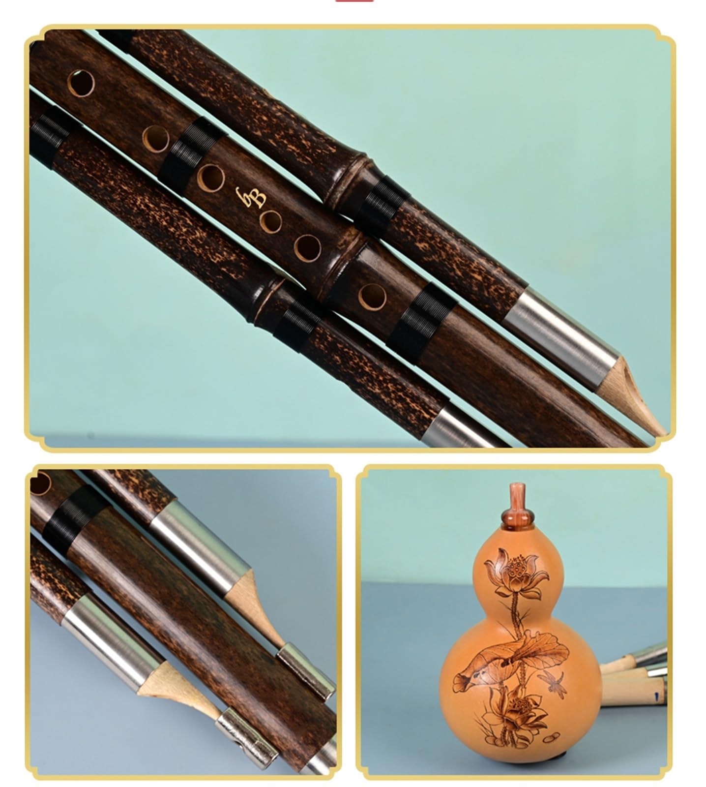 Hulusi Performance Professionnelle Type B Plat C Clé Adulte Instrument De Musique Violet Bambou Flûte À Cucurbitacées(Painted,C)