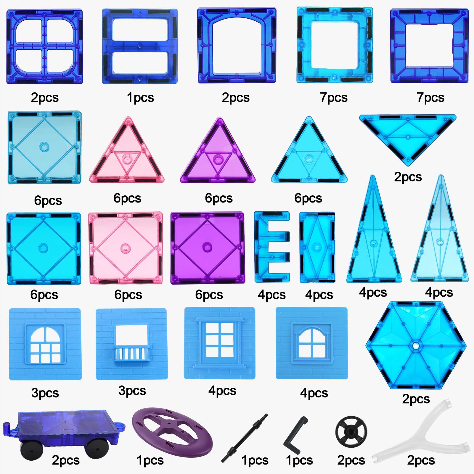 Costruzioni Magnetiche 102 Pezzi Giochi Costruzioni per bambini 2 3 4 anni Educativo Blocchi Magneti Bambini Giocattoli con Ruota Panoramica/2Auto STEM Regalo Bambino 2-4Anni Ragazzi Compleanno Natale