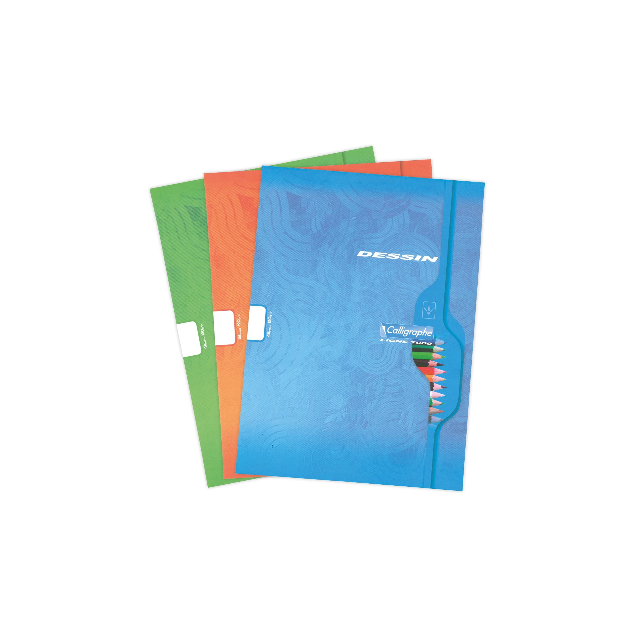 Calligraphe 7554C Set of 10 Drawing Notebooks (a Clairefontaine Brand), 24x32 cm, 48 Plain White Pages, 120 g Drawing Paper
