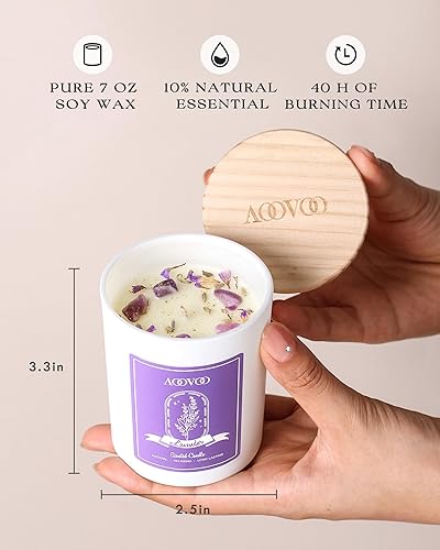 Miniatura 7 de AOOVOO Velas perfumadas de rosavainillaeucaliptolavanda para mujeres - Vela de aromaterapia con cristales en el interior, velas de soja de 28 oz