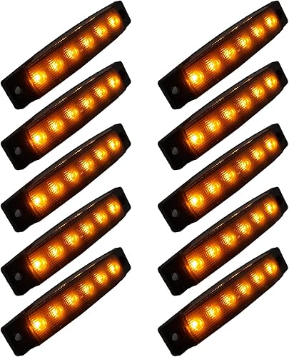 10 luces indicadoras laterales ámbar de 3.8 pulgadas, 6 luces LED de marcador lateral ámbar, luces superbrillantes para remolque, lente ahumada,