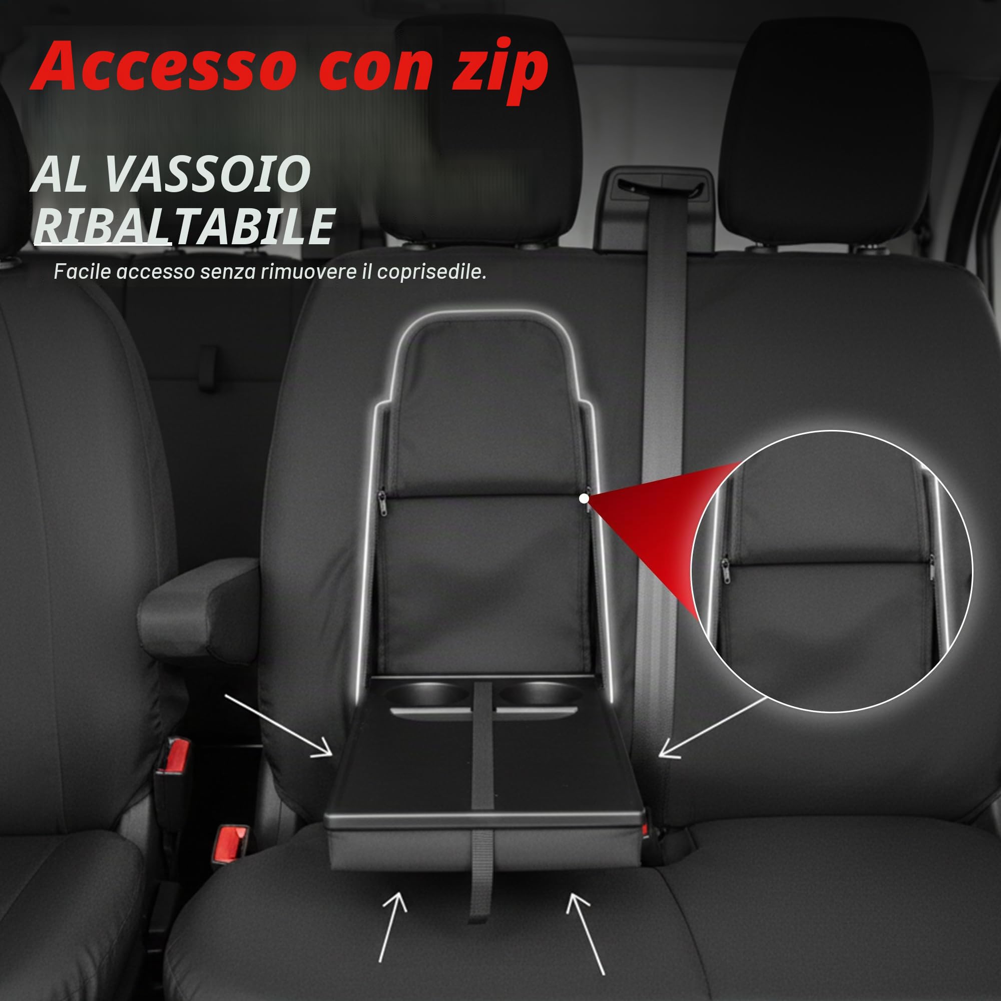 Coprisedili per Ford Transit Custom dal 2024, su misura per guidatore e passeggero doppio, impermeabili, resistenti e durevoli, facilmente montabili