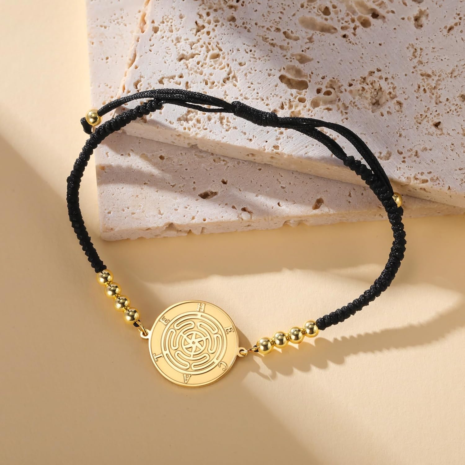 TEAMER Adjustable Hekate Wheel Bracelet Beads Charm Wax Rope Hecate's Wheel Bracelet Wicca Wheel of Hekate Goddess Amulet Jewelry For Women - Image 3