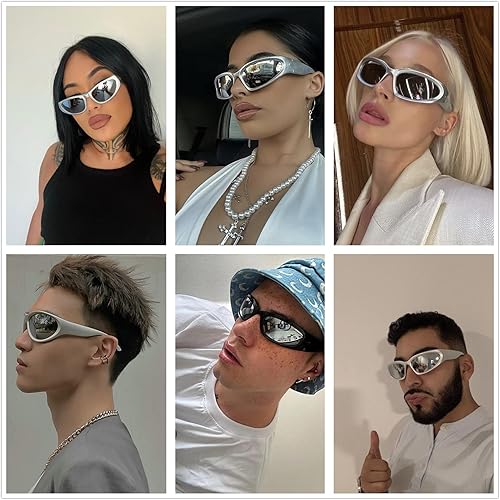 Miniatura 4 de LASPOR Gafas de sol deportivas envolventes para mujeres y hombres, lentes deportivos Y2K