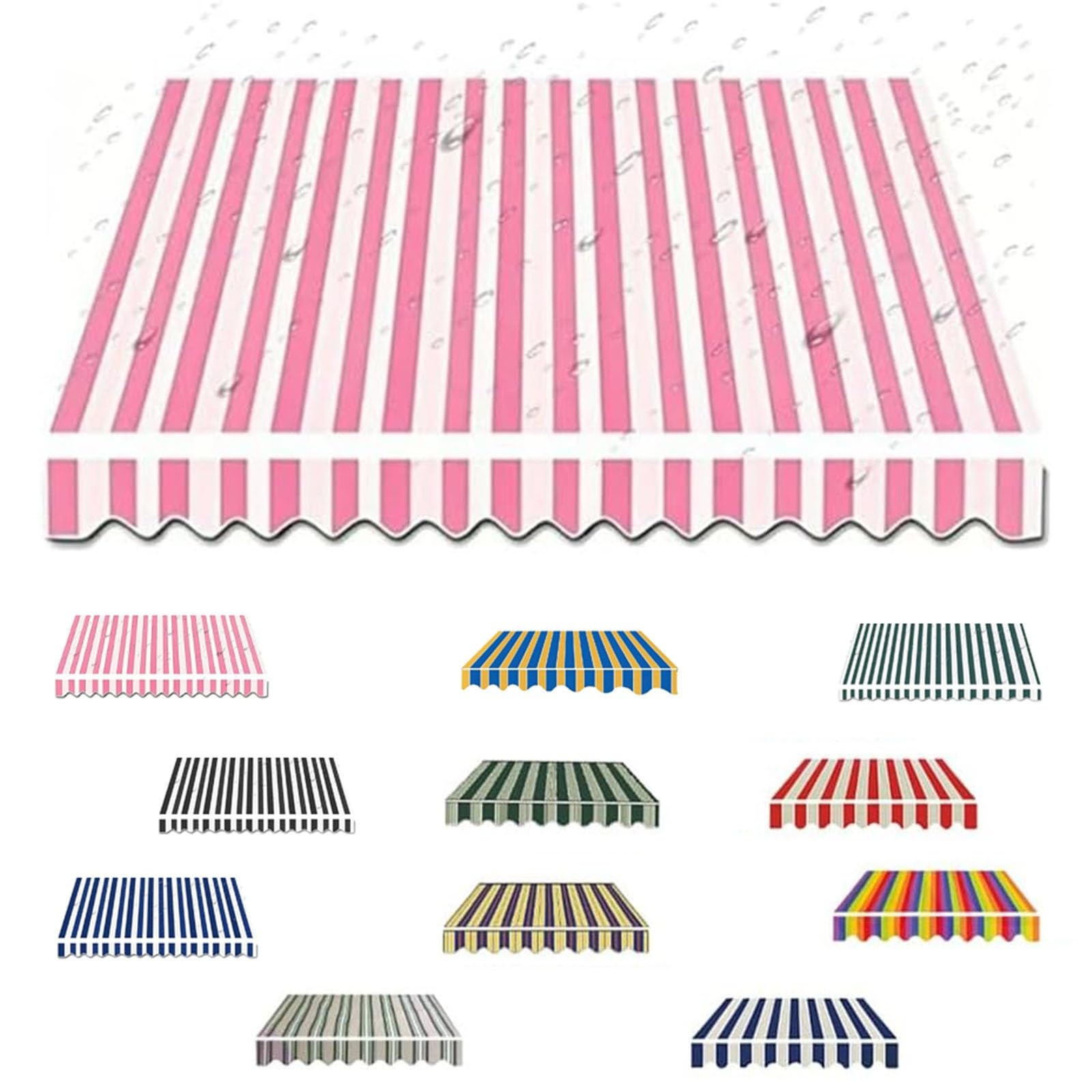 2m 2.5m 3m 3.5m 4m Garden Awning Replacement Fabric Top Cover Front Valance, Awning Fabric Replacement Window Awning Cover For Courtyard Balcony Restaurant(Pink,2.5x1.5m)
