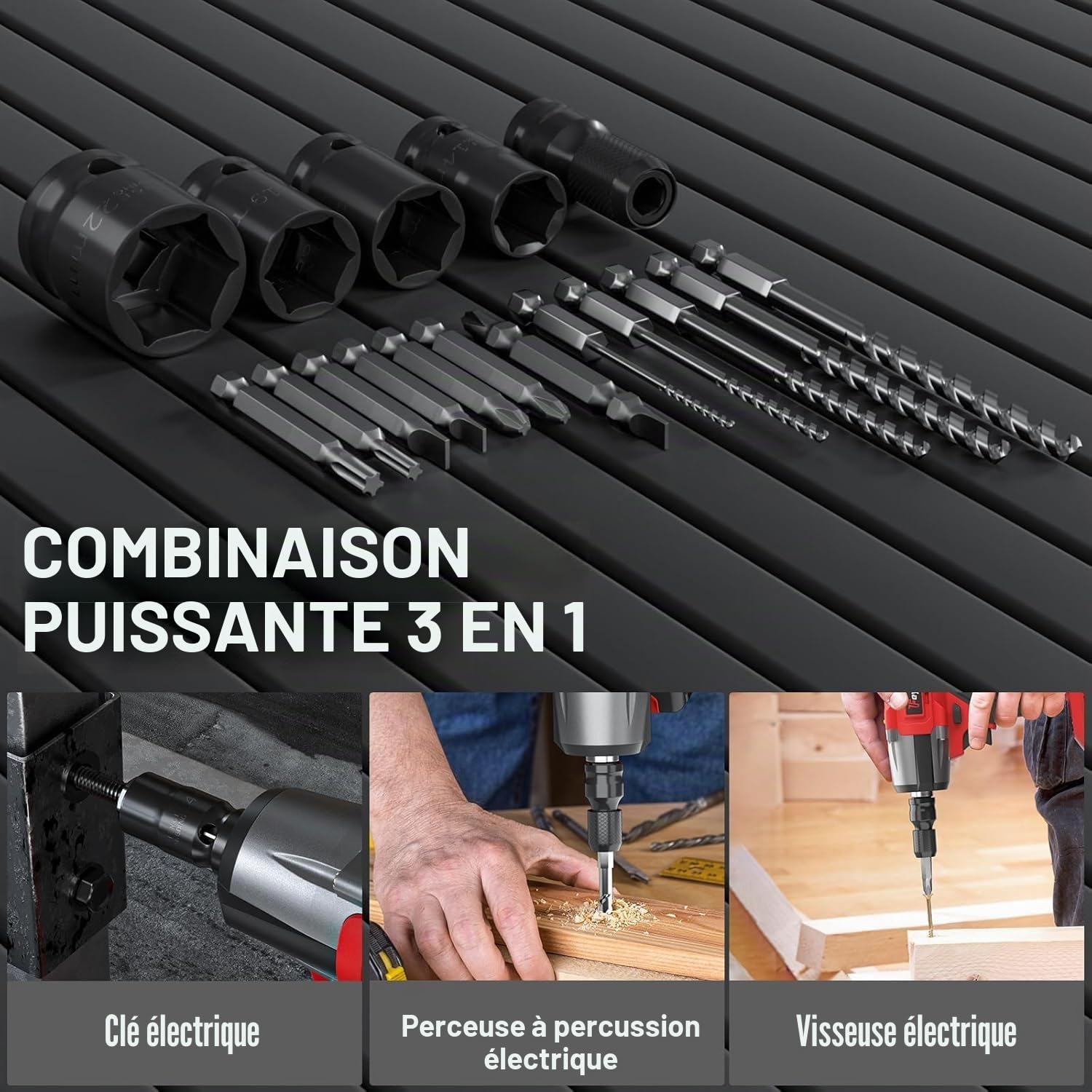 Clé à percussion sans fil 2000 Nm avec batterie