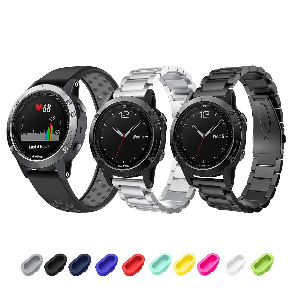 Sycreek Compatible Garmin Fenix 5 Band, Quick Fit Release 22mm Soft Silicone Sport Replacement Band for Garmin Fenix 5/Forerunner 935/Aproach S60/Quatix 5/Fenix 5 Plus/Instinct Smart Watch