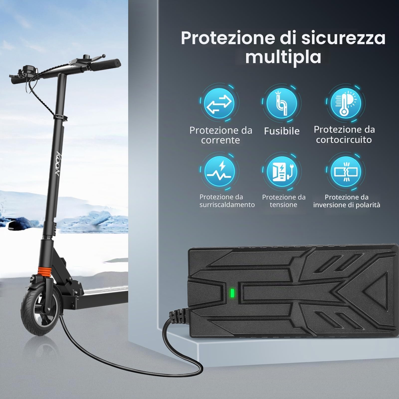 42V 2A Caricatore Monopattino Elettrico per Xiaomi M365,Pro,Pro 2,Mi 3,1s,Mi 4, 4 Lite, 5 Elite，Universale Caricabatterie Scooter Elettrico per Ninebot Serie, 85W 8MM DC Caricatore rapido EU