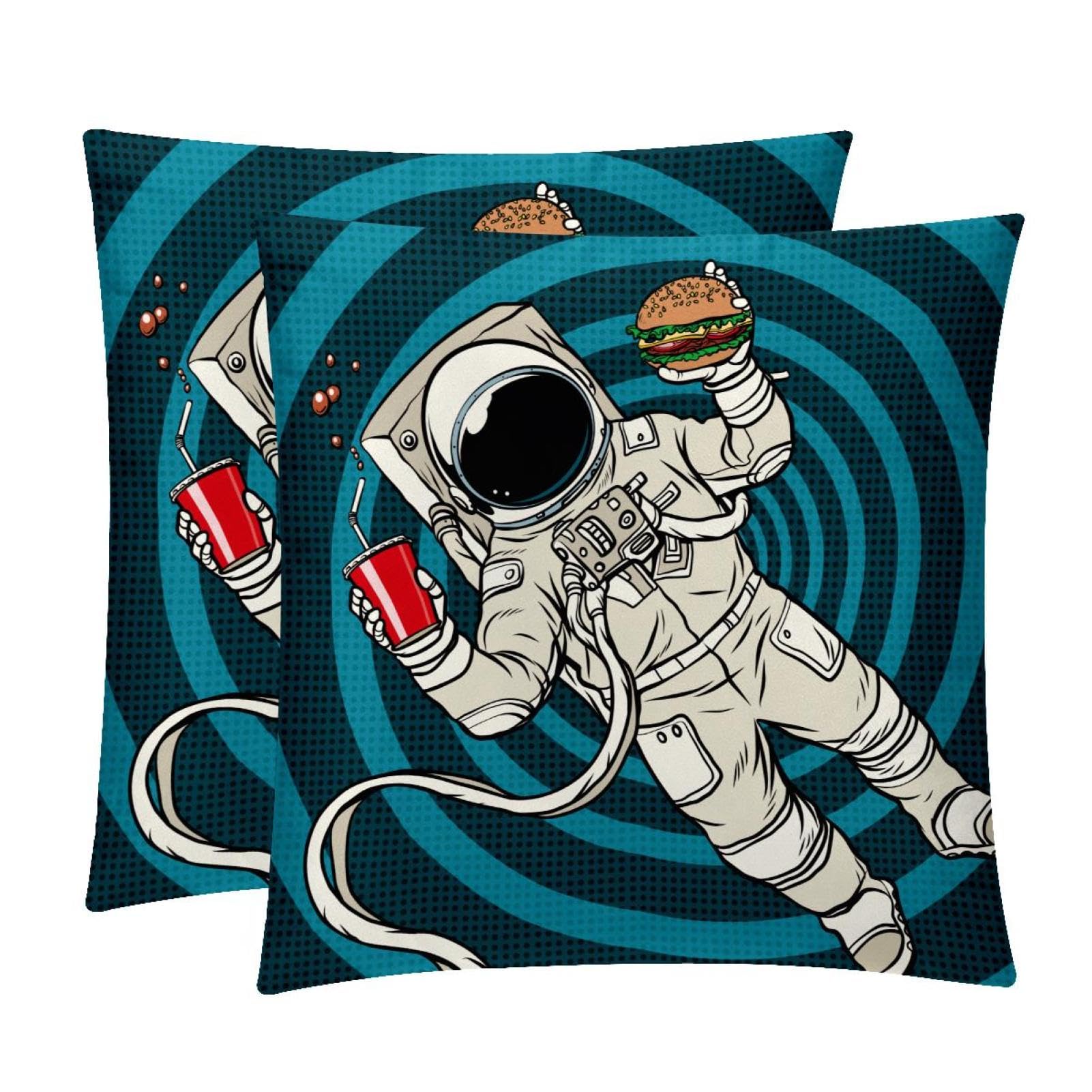 TDGKPZ Space Throw Pillow Cases 2 Pack Pillowcases Zipper Cushion Covers For Bedroom Living Room 45x45cm