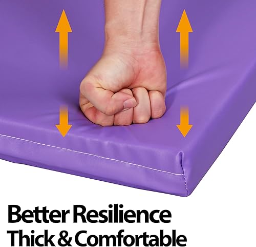 Miniatura 3 de Tapete de ejercicio grueso plegable de tres pliegues de 6 x 2 pies, para gimnasia, gimnasio, aeróbicos, colchoneta con asas de transporte para