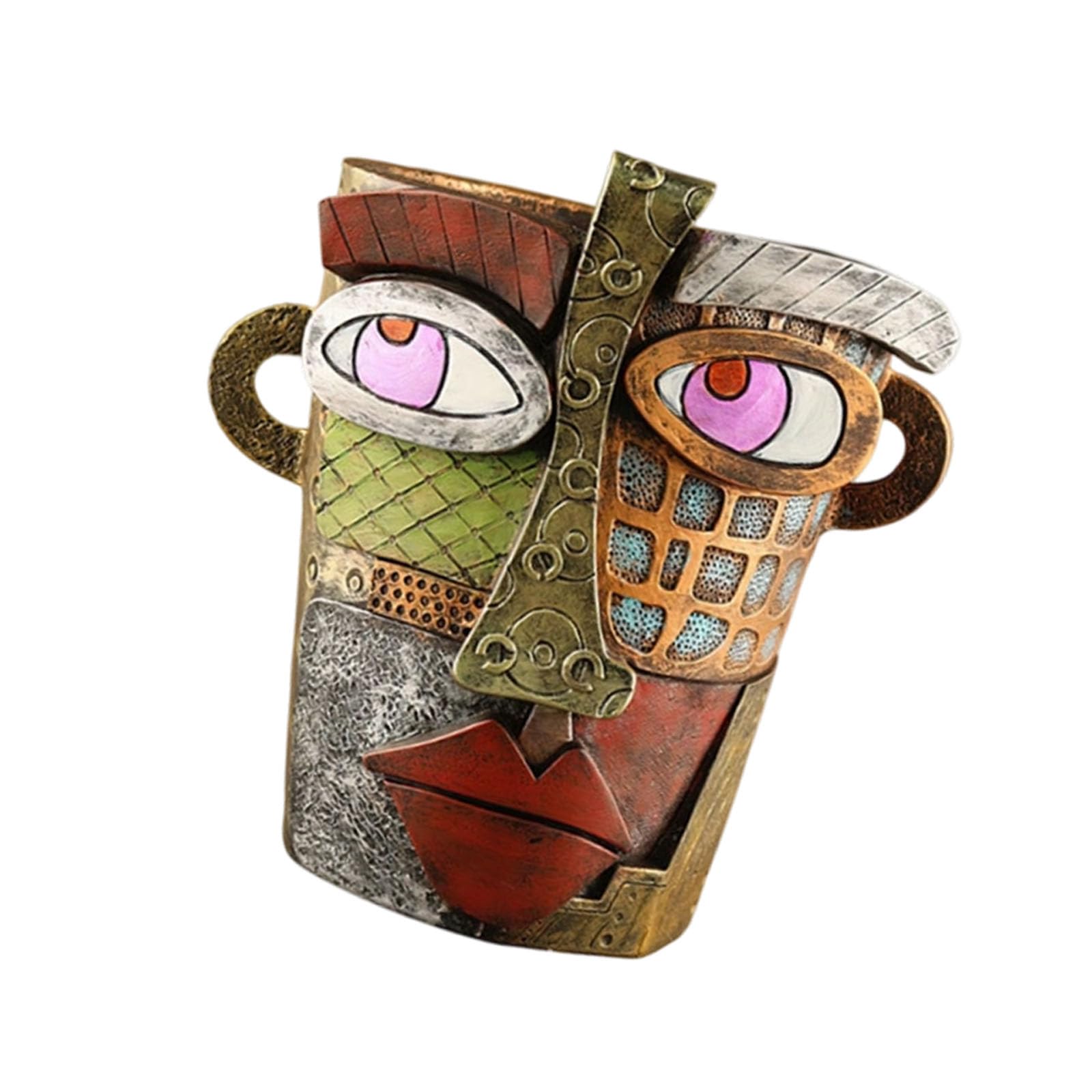 Msioytog Women's Df Unique Resin Sculpture Planter With Abstract Face Design For House And Work Area Styling Artistic Plant Lovers