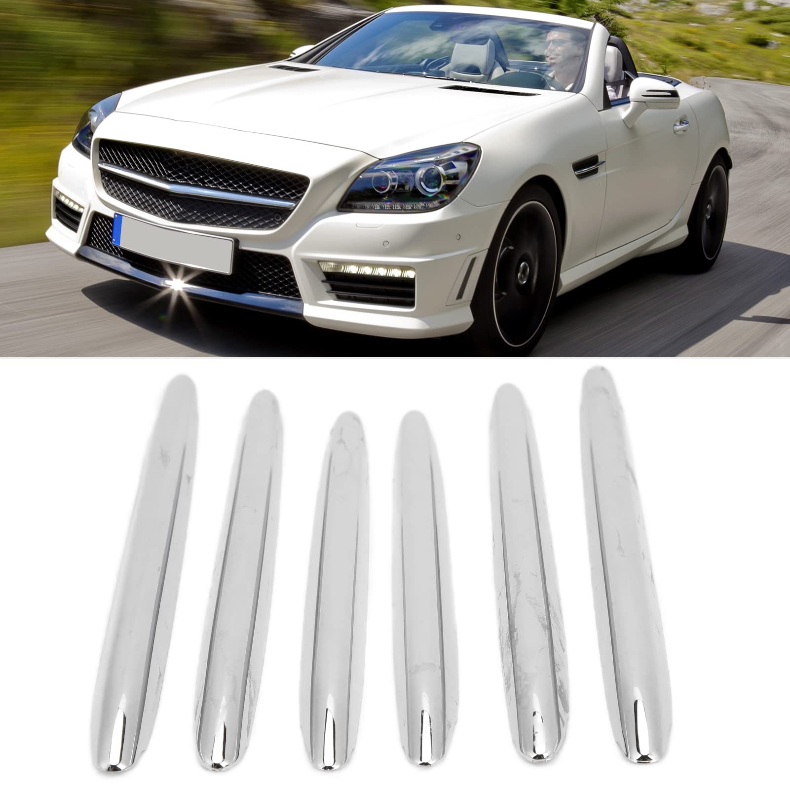 Griglia di scarico cromata per cofano motore, copertura 6 pezzi, per R172 SLK classe 2011-2019 LHD e RHD, griglia di ventilazione cofano in plastica ABS cromata lucida ad alto lucido, autoadesiva