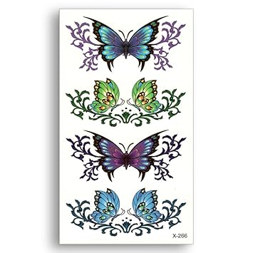 3D Temporary Tattoo Colored Butterfly Design Size 10.5x6CM - 1PC.