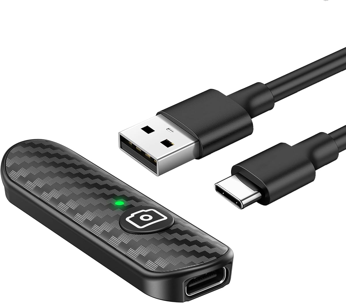 ATUMTEK Obturador Remoto Bluetooth, Diseño de Fibra de Carbono, Control Remoto de Cámara Recargable para Smartphones iOS y Android, Compacto y Portátil, con Carga Tipo C, Alcance Remoto de 10m, Bluetooth 5.0