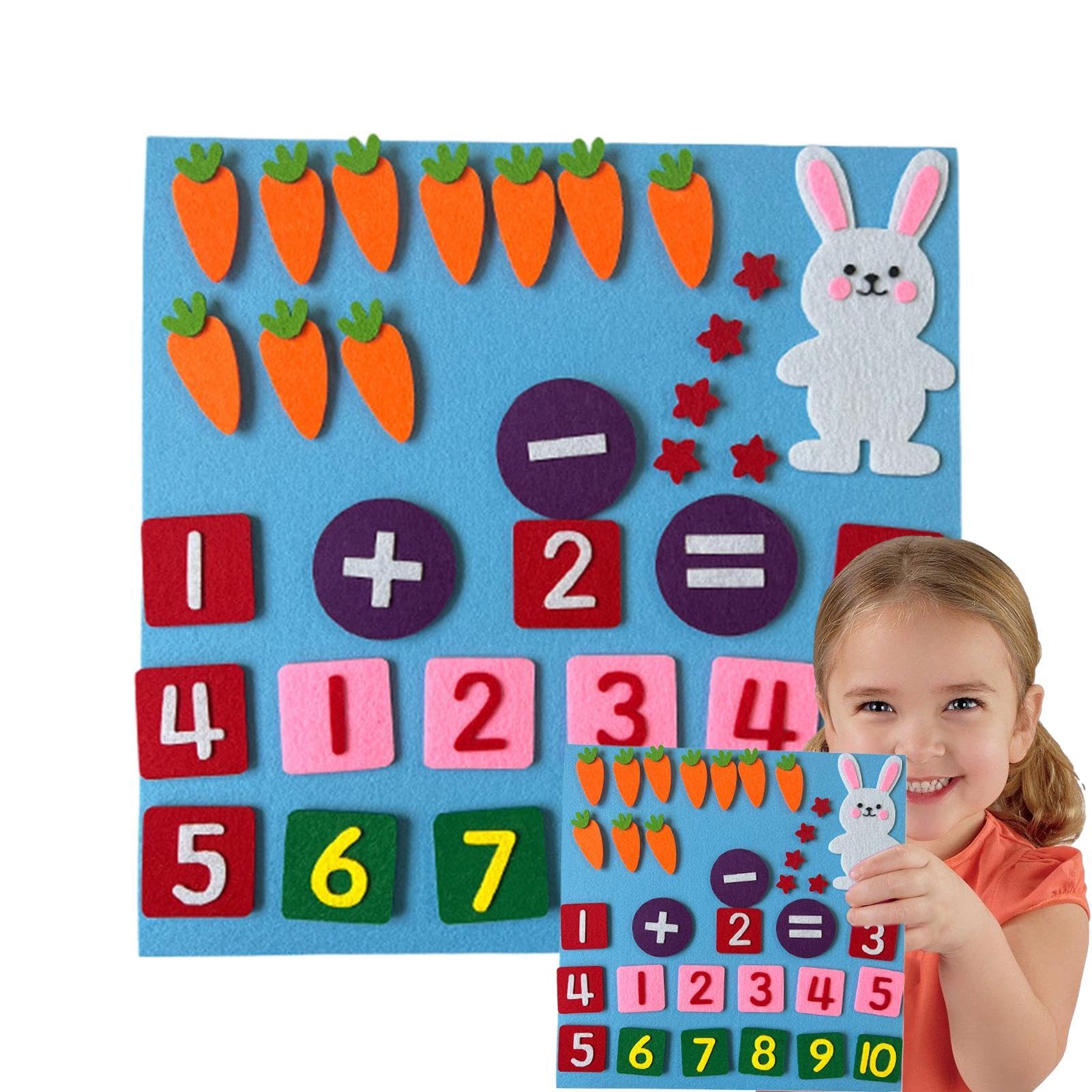 Tabella in feltro – Conteggio e sottrazione – Tavola in feltro – Tabella in feltro con numeri per i bambini – Giocattolo educativo per la matematica