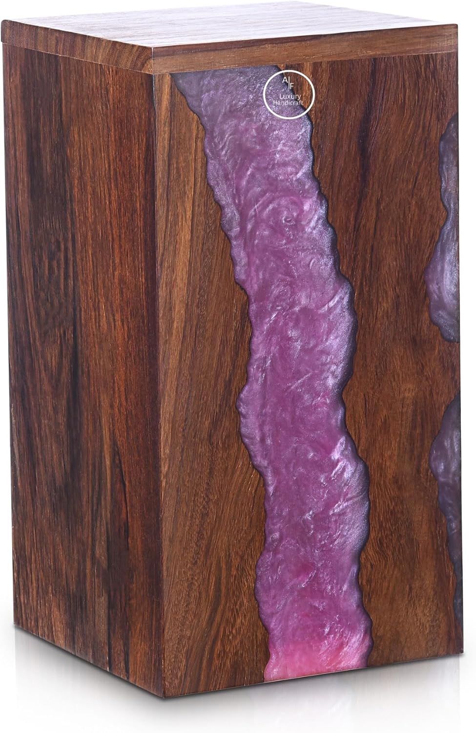 Handmade Pink Urn Epoxy & Wood Mix for Human Ashes, Adult Size Cremation Urn, Expensive Funeral Urn Handcrafted Decorable Collectible Ideal for Gift 220 cu inch, Standard, Blue image 2