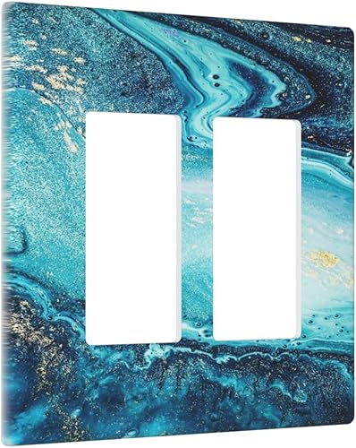 Miniatura 219 de Placa de pared de tortugas marinas, hierba oceánica, medusas, peces y algas marinas, placa de pared de doble palanca, cubierta de interruptor de luz