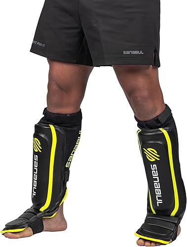 Miniatura 6 de Sanabul Espinilleras de kickboxing híbridas esenciales para espinilleras MMA Muay Thai