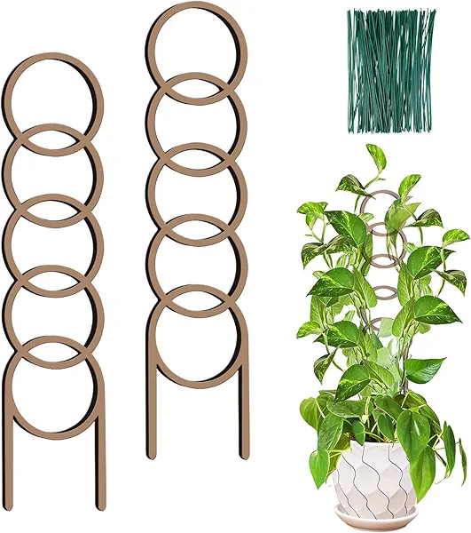17.5 Inch Indoor Plant Trellis for Climbing Plants,Plastics Small Garden Trellis for Potted Plants,Plant Stakes for Indoor Plants Accessories,Plant Support Hoya,Flower (Dark Brown)