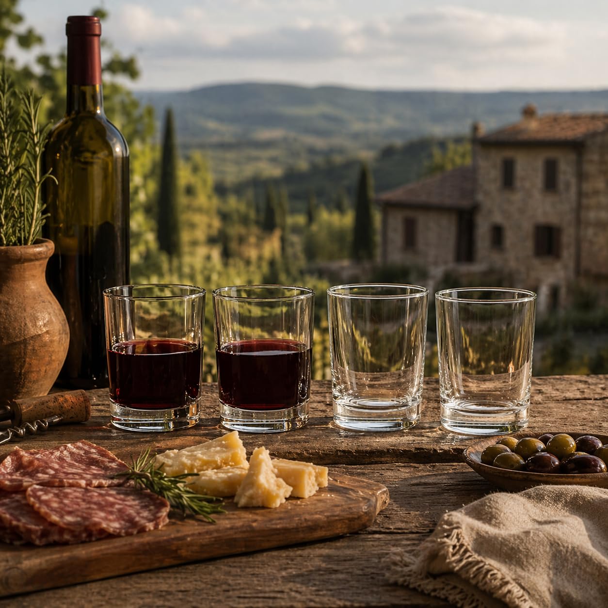 HISTORY COMPANY Bàcaro di Veneto - Juego de 4 copas de vino italianas sin tallo (caja de regalo)