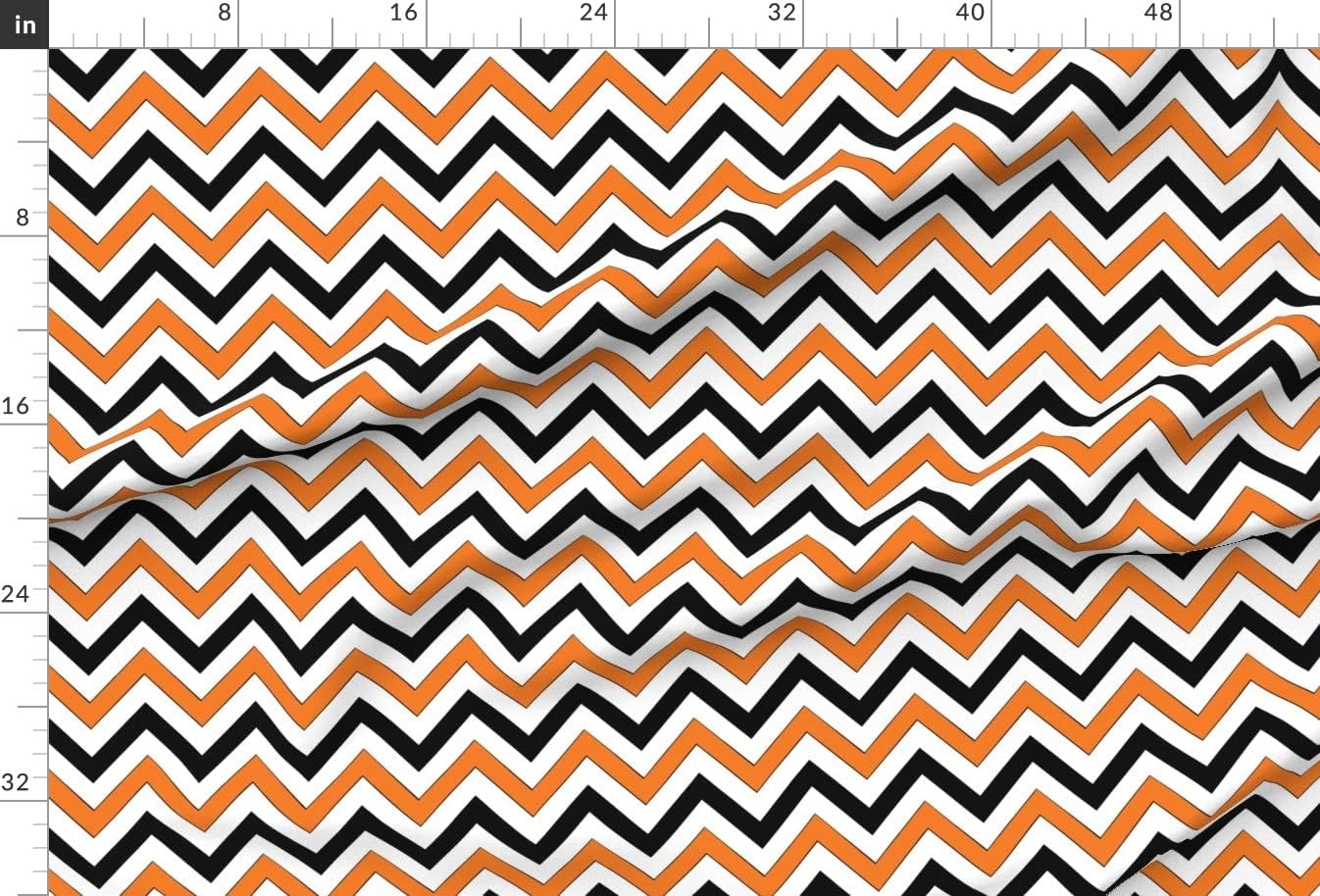 Spoonflower Fabric - Orange Chevrons Retro Classic White Black Line Halloween Printed on Minky Fabric by The Yard - Sewing Baby Blankets Quilt Backing Plush