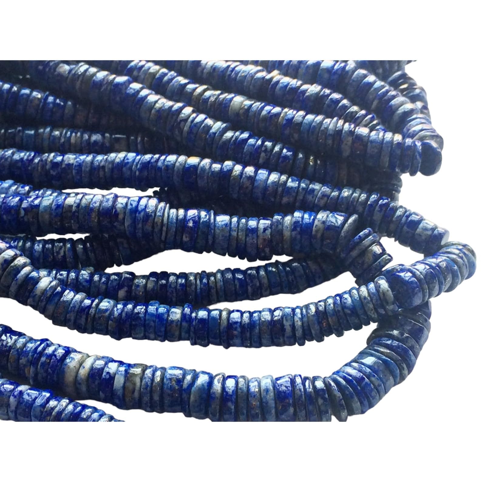 Lapis-lazuli bleu perles de pneu 6.5mm en roue unie pour création de collier chic