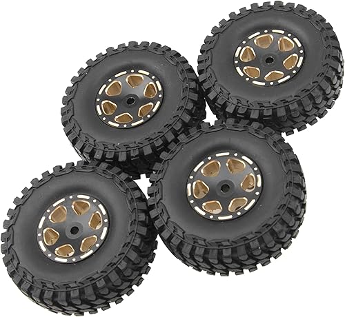 Miniatura 4 de 4 llantas de latón ShareGoo 1.0 Beadlock y neumático de goma de 2.16 pulgadas con espuma compatible con Axial SCX24 AXI90081 AXI0001 AXI0002 124 RC